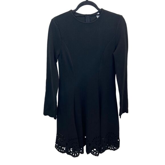 Ladies Long‎ Sleeve Scalloped Cuff and Hem Black Dress Size XL - Picture 3 of 13